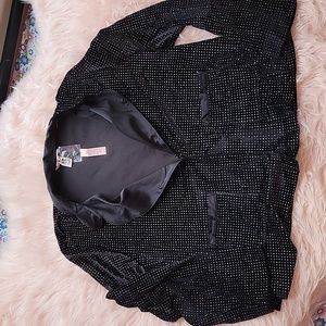 NWT Victorias secret black silver glitter velvet pajama top size XL